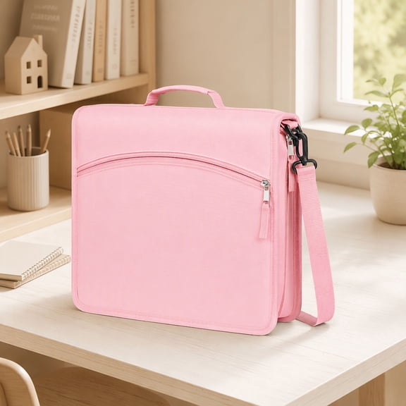 1 Pack Zipper Binder Bag, 2 Inch 3 Binder with Shoulder Strap and Handle, 13 x 11.7 x 2.9 Inch Organizer for Letter Size A4 Paper, Fits Textbooks Notebooks Tablet, Office