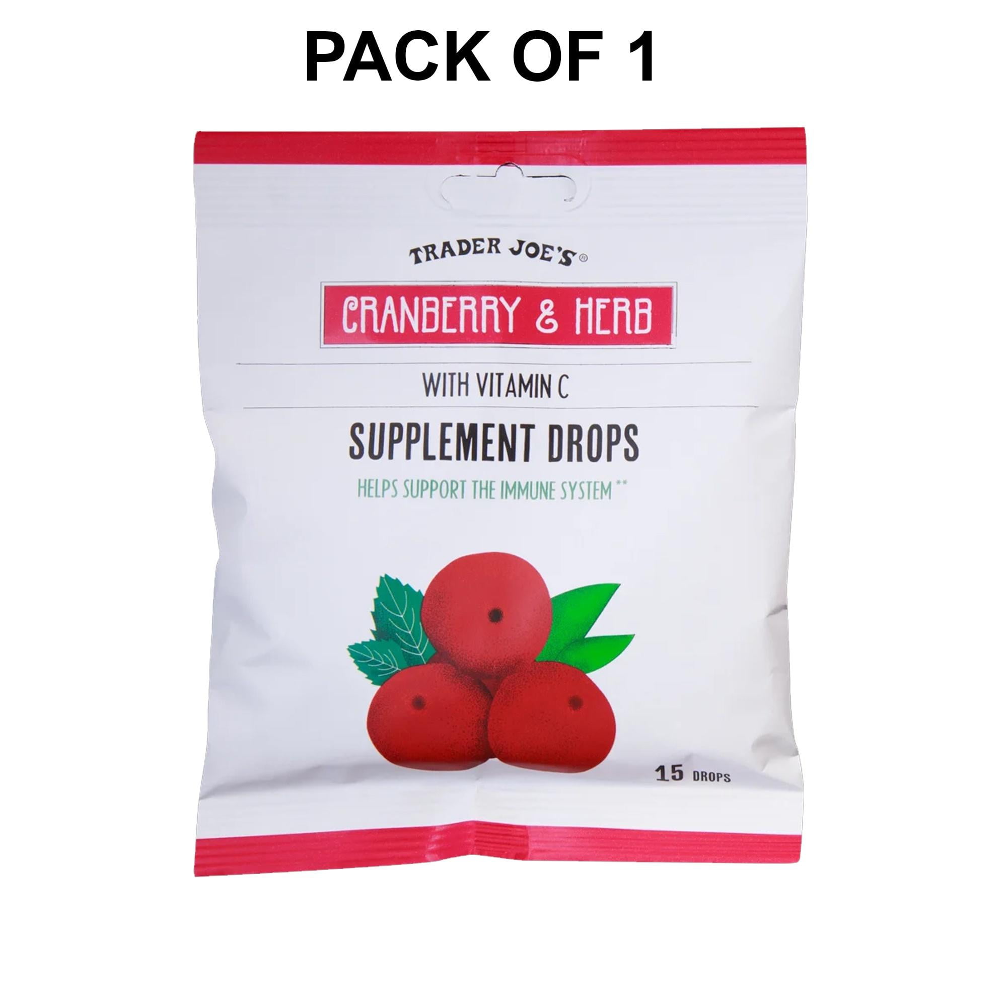 1 Pack of Trader Joe’s Cranberry & Herb Supplement Drops With Vitamin C