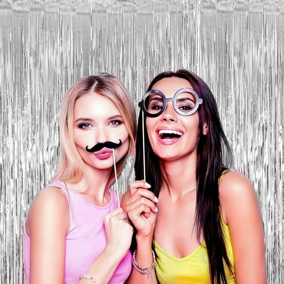 1 Pack sliver Backdrop Birthday Decorations Foil Curtain Bachelorette Party Decor sliver Decor Party Streamers Groovy Birthday Decorations Backdrop