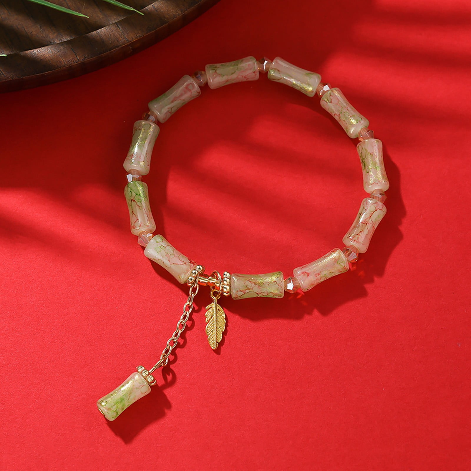 1 PackBracelets,New 2024 Gold Plated Glass Ice Transparent Blue And