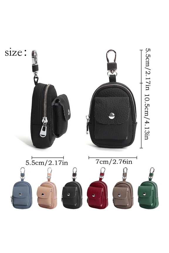 1 Package Leather Backpack Keychain – Cute Travel Purse & Makeup Bag For Women Compact Organizer With Carabiner Clip