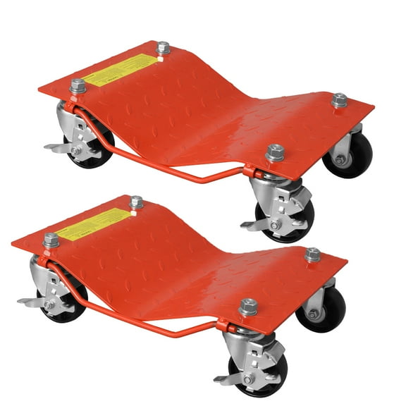 1 Package【Premium Item】 Iron Heavy Duty Car Dolly, Wheel Dolly Car Tire Stake With Brake, Car Tire Dolly With Wheels, Vehicle Dolly For Moving, Car Repair