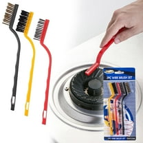 1 Packs 3-Piece Wire Brush Set for Rust Paint Removal Cleaning with Brass Nylon Steel Bristles Heavy Duty Scrubber Tool for Home Workshop Auto Detailing