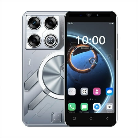 1 Packs 5 Inch Android Smartphone 4800mAh Long Battery Life Quad Core Processor 50MP Camera Dual SIM Unlocked Phone with 16GB Storage for HD Photos Android 14.0 Mobile Device WiFi FM GPS