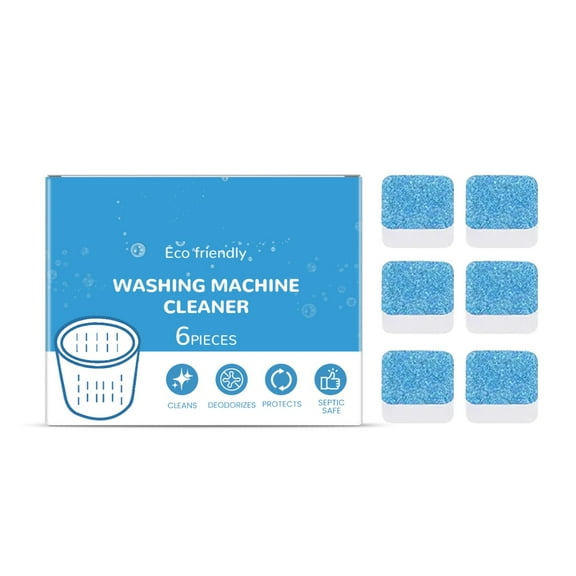 1 Packs 6PCS Washing Machine Cleaning Tablets Deep Clean Drum Remove Odor Limescale Mold Front Load Top Load HE Washer Safe Detergent Boiler Tank Maintenance