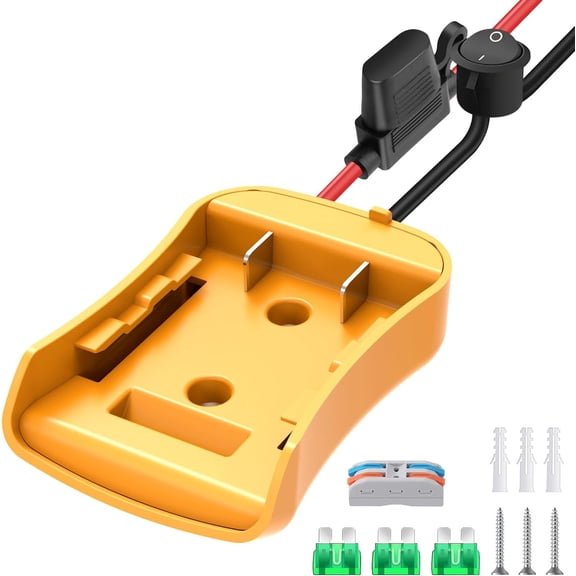 1 Packs Adapter for Dewalt 20V Battery Adapter for Power Wheel Battery Upgrade Conversion Kit with Switch, Fuse & Wire Terminals, 12AWG Wire, Power Tool Power Connector for DIY Rc Car Toys
