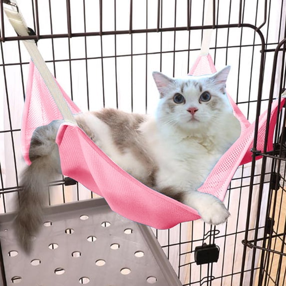 1 Packs All-season Reversible Cat Breathable Hanging Hammock Soft Breathable Pet Cage Hammock with Adjustable Straps and Metal Hooks Double Sided Hanging Bed for Small Dogs Rabbits