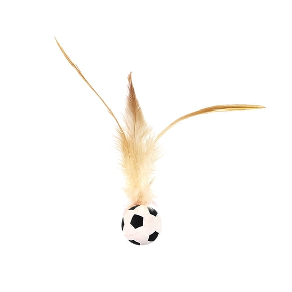 1 Packs Bouncy Ball Cat Toys with Feathers for Indoor Outdoor Play Interactive Pet Toys Rubber Elastic Balls for Cats Kittens to Chase Jump and Bounce Fun