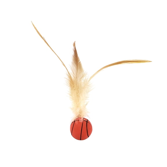 1 Packs Bouncy Ball Cat Toys with Feathers for Indoor Outdoor Play Interactive Pet Toys Rubber Elastic Balls for Cats Kittens to Chase Jump and Bounce Fun