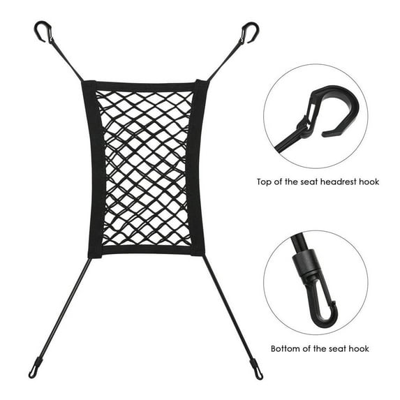 1 Packs Car Backseat Barrier Net Organizer Stretchable Pet Dog Barrier Seat Storage Mesh with Hooks for SUV UTV Auto Front Seat Protector Travel Accessories