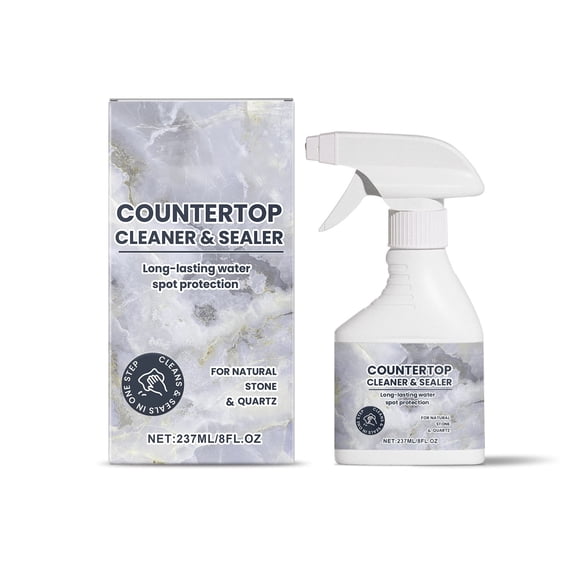 1 Packs Countertop Cleaner Spray for Stubborn Stains Water Spots Remover Strong Decontamination Formula Safe for Granite Marble Kitchen Bathroom Surfaces with Fresh Lemon Scent 237ml