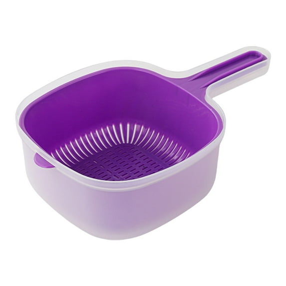 1 Packs Double Layer Colander with Handle Kitchen Strainer Basket Plastic Draining Bowl for Fruits Vegetables Pasta Non Slip Grip Stackable Dishwasher Safe Water Filter Storage Container