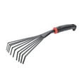 thumbnail image 1 of 1 Packs Ergonomic Handle Garden Rake for Elevated Beds Stainless Steel Leaf Rake Compact Weeding Tool for Tight Spaces Loosening Soil Mulch Spreading Durable Outdoor Gardening Tool with Comfort Grip, 1 of 5