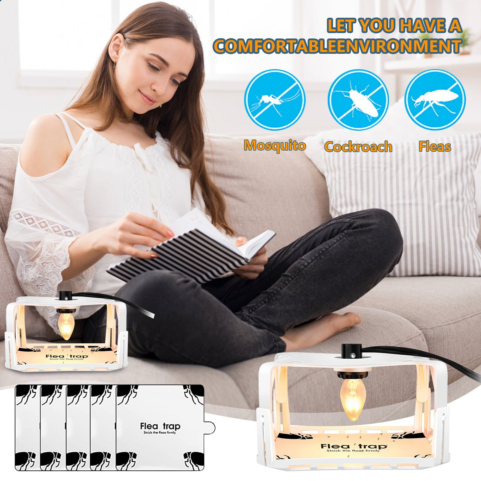 Packs Flea Traps for Inside Your Home with Sticky Pads Refills