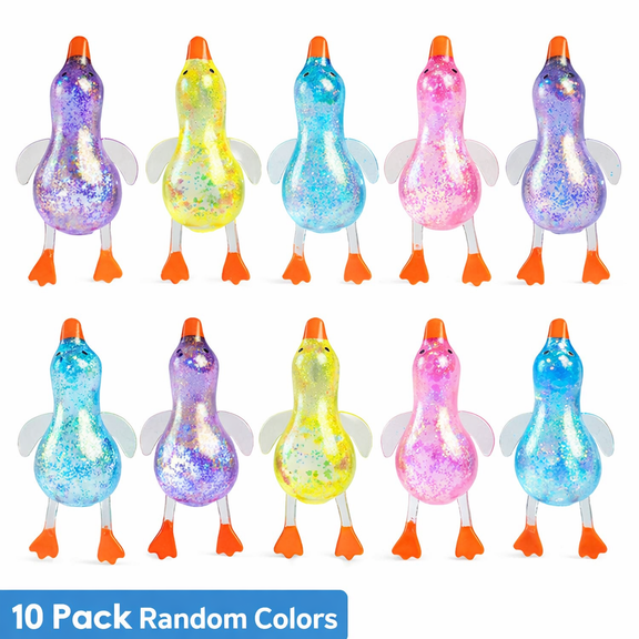 1 0Packs Glitter Ducks Squishy Fidget Toys Stress Relief Sensory Balls for Adults Anxiety Focus Desk Toys Fun Party Favors Stocking Stuffers