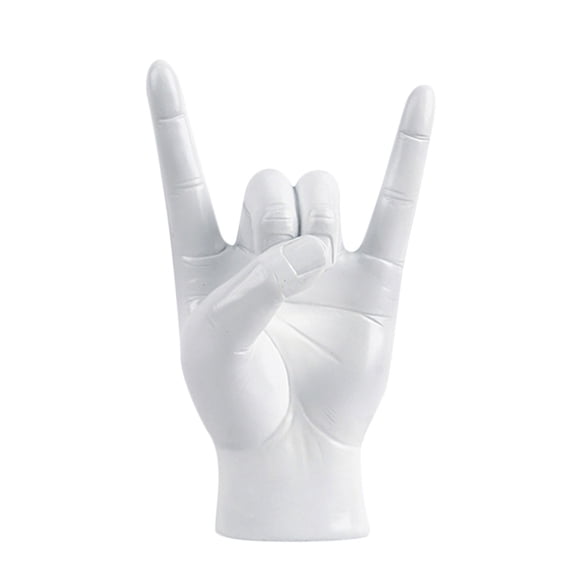 1 Packs Gold Resin Rock On Hand Gesture Statue Sign Metal Gift Resin Hand Decoration Home Bar Office Tabletop Decoration Modern Symbolic Figurine