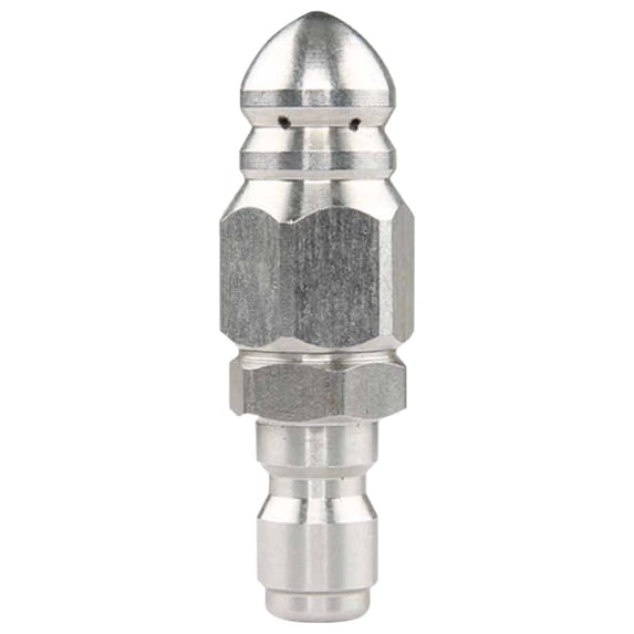 1 Packs High-Pressure Sewer Nozzle 1/4" Stainless Steel 5000PSI for Drain Cleaning - 6 Rear Jets & 1 Front Jet, Unclogs Grease Hair Sand, Hot Water Resistant 310°F