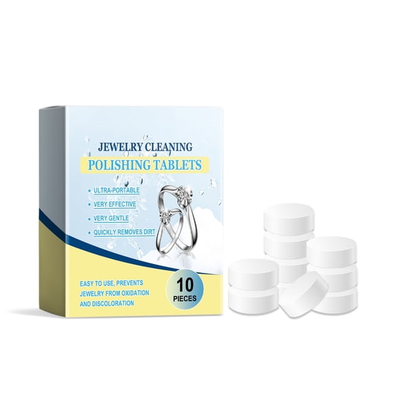 1 Packs Jewelry Cleaning Tablets, Effervescent Cleaning Solution for Rings Necklaces, Quick Stain Removal, Safe for Gold Silver Gemstones, Brightening Maintenance Kit, Refurbish Decontamination Tabs