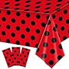 1 Packs Ladybug Party Tablecloths Lady Bug Theme Party Polyester Table Cover for Black and Red Dots Ladybug Birthday Party Decorations Supplies Backdrop 54" x 108"