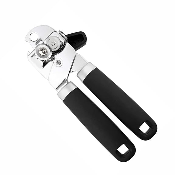 1 Packs Manual Can Opener Heavy Duty Handheld with Comfort Grip Easy Turn Knob Kitchen Tool for Smooth Cutting No Jagged Edges Built in Corkscrew Bottle Opener