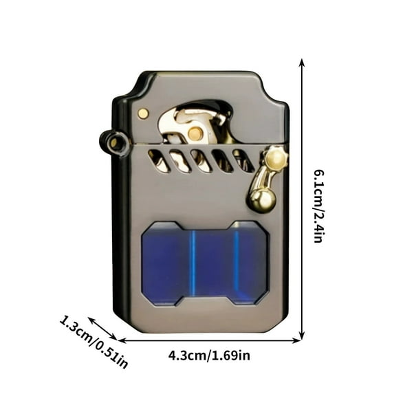 1 Packs Mecha Metal Rocker Lighter Transparent Windproof Kerosene Lighter with Gear Mechanism for Camping Outdoor Smoking Portable Refillable Brushed Metal Lighter