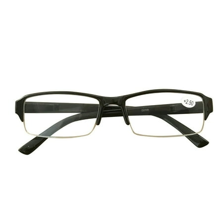 1 Packs Mens Womens Rectangle Half Frame Blue Light Blocking Reading Glasses Spring Hinge Readers +2.25