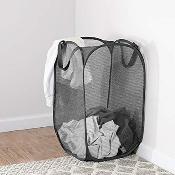 1 Packs Mesh Pop up Laundry Hamper  with Portable Handles, Collapsible for Storage, Foldable Pop-Up Laundry Bags for Kids Room, College Dorm or Travel