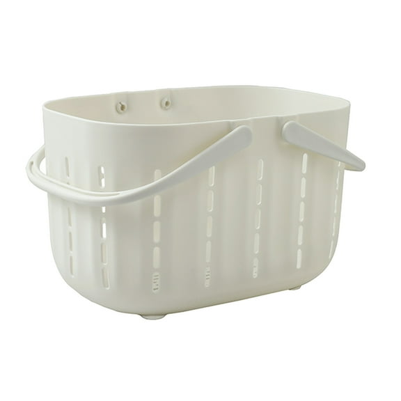 1 Packs Plastic Storage Basket with Handle Large Capacity Laundry Hamper for Home Organization White Rectangular Bathroom Clothes Bin Durable Laundry Organizer for Bedroom Dorm College