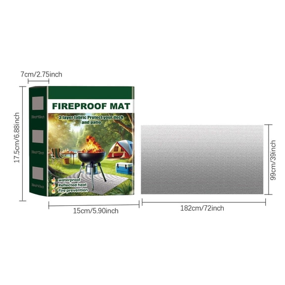 1 Packs Portable BBQ Fire Mat Fireproof Outdoor Grill Mat for Camping Picnic Heavy Duty Non Slip Waterproof Heat Resistant Protective Ground Cover for Backyard Tailgating Beach Party