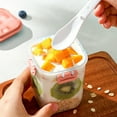 thumbnail image 1 of 1 Packs Portable Overnight Breakfast On the Go Cups, Take and Go Yogurt Cup with Sealed Topping Cereal Cup with spoon and fork, Overnight Oats or Oatmeal Container Jar 8.7x8.7x11.5cm, 1 of 5