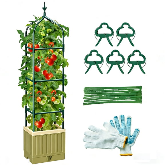 MQHUAYU Self-Watering Tomato Planter,71 Tomato Cage Planters for Climbing Vegetables Plant,Raised Garden Bed Planter Box with Trellis for Tomato Outdoor Indoor