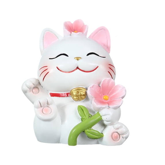 1 Packs Resin Cat Ornament Money Tree Wooden Home Decor Desktop Office Feng Shui Gift for Housewarming Christmas Holiday Decoration Handmade Unique Small Figurine