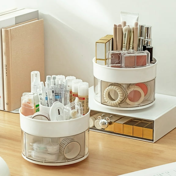 1 Packs Rotating Compartment Storage Organizer Desk Organizers Pen Holder– Caddy with Removable Bins, for Home Office Supplies, Art Supplies, Make-up & Kitchen Use, with Card & Gift Box