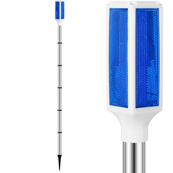 1 Packs Solar Powered Reflective Driveway Markers Lights 51'' Landscape Driveway Reflectors on Poles for Parking Winter Snow Road Outdoor Yard Night Sidewalk, Blue(Blue)
