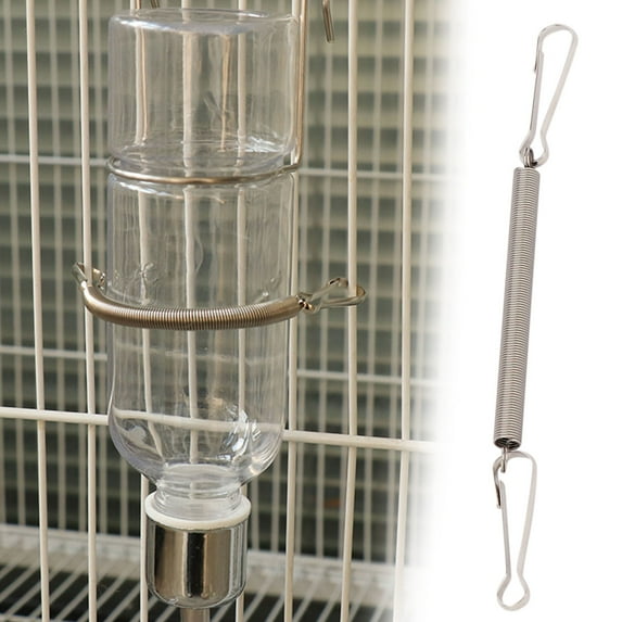 1 Packs Stainless Steel Spring Lock for Small Animal Cage - Heavy Duty Pet Water Bottle Holder, Secure Fastener for Rabbit Hutch Hamster Accessories, Durable Metal Bracket with Flexible Spring Clamp