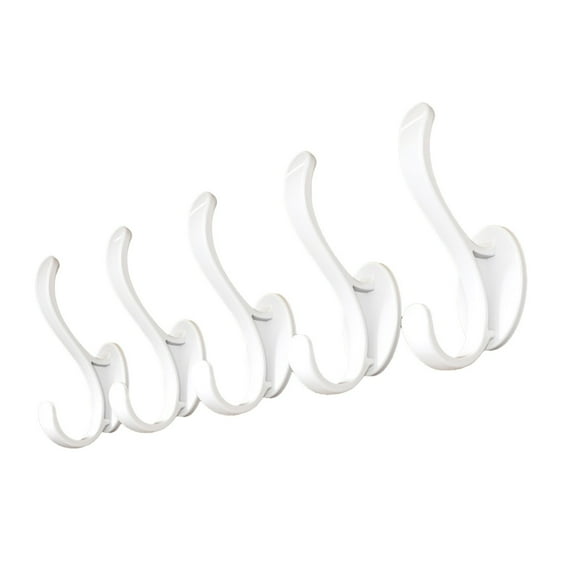 1 Packs Wall Mounted Hooks 5pcs Heavy Duty Adhesive Hooks for Hanging Clothes Towels Robes No Drill Space Saving Wall Hooks for Bathroom Kitchen Wardrobe Dorm Organization Storage 15kg Capacity
