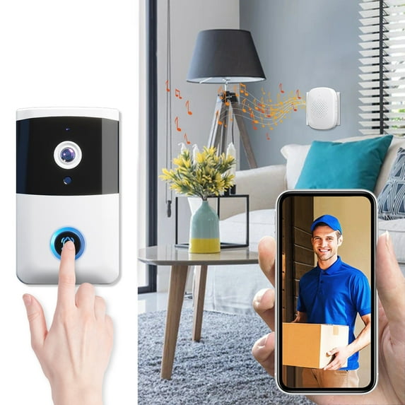 1 Packs Wireless Video Doorbell with Night Vision 2 Way Audio WiFi Security Camera 65° View Angle Mobile APP Control Type C Charging 800mAh Battery for Home Apartment