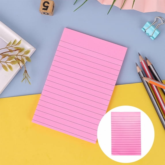 1 Pad Lined Sticky Notes 4x6 in, Sticky Notes with Lines, Self-Stick Note Pads 8 Bright Multi Colors, 50 Sheet/Pad pink