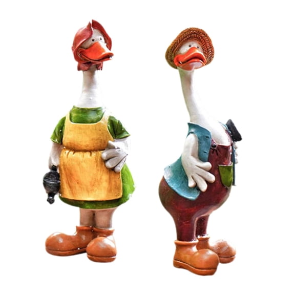 1 Pai Cute Resin Duck Chick Ornaments Animals Statues Models Garden Ornaments Art Crafts for Lawn Outdoor Villa Decor , B B
