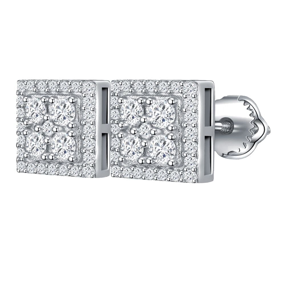 Jiamiaoi 18K witgoud geplateerde oorsteker, zilver 925 met schroef, nikkelvrij, zirkonia diamant oorsteker voor heren en dames, 4 tot 8 mm, 7mm, Zirkonia, Zirkonia