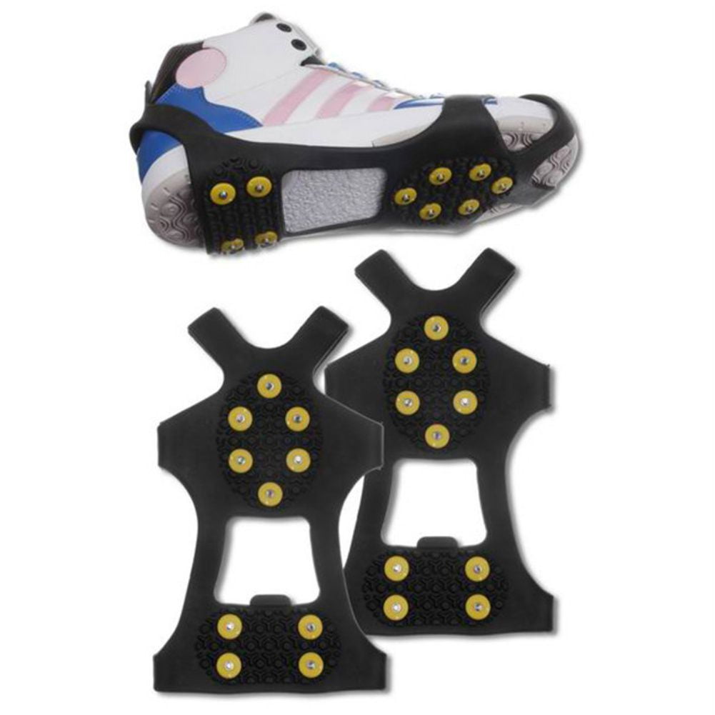 1 Pair 10 Studs AntiSkid Snow Ice Climbing Shoe Grips Crampons Cleats