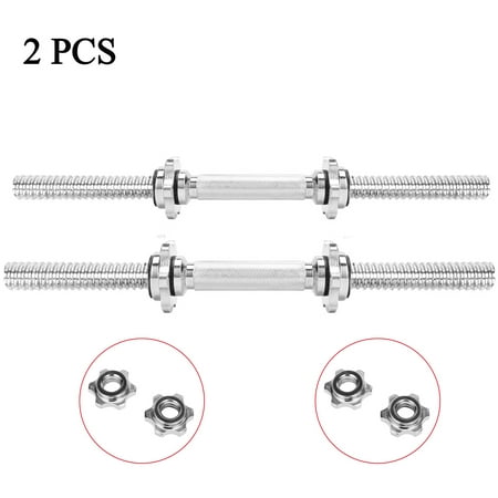 Lelinta Heavy-Duty Chrome Threaded Dumbbell Bars, 13.7"-20", Stainless Steel, 2 Count