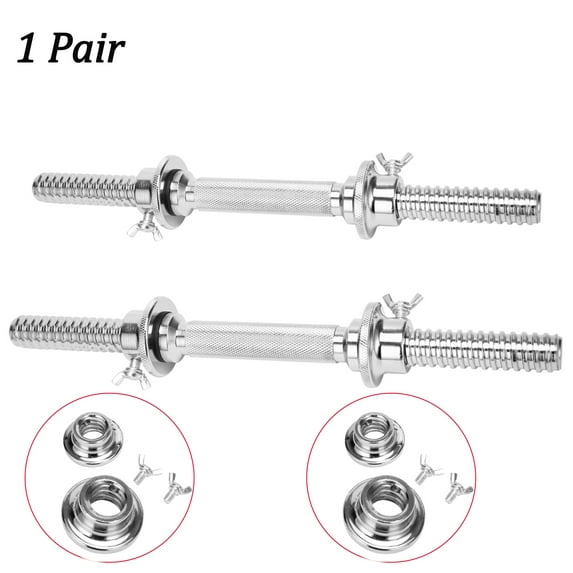 1 Pair 13.7"-20" Soild Stainless Steel Heavy Chrome Dumbbell Bars for Exercise Spinlock Collars Weight Lifting Standard Adjustable Chrome Threaded Dumbbell Handles