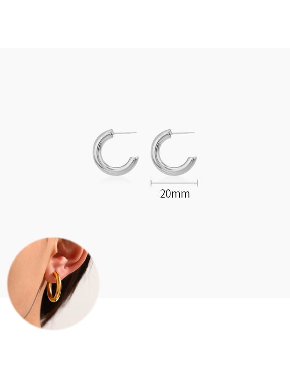 1 Pair 14K Yellow Gold Plated Infinity Hoop Earrings for Women, 5mm Thick Loop Hoops 20/25/30/40/50mm with Stainless Steel Posts