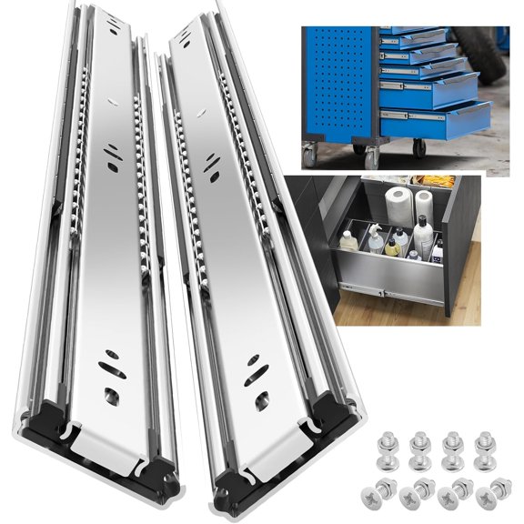 1 Pair 150 lb Load Capacity Heavy Duty Drawer Slides 16 Inch Full Extension Ball Bearing Rails Side Mount Cabinet Glides RV Tool Box Runners
