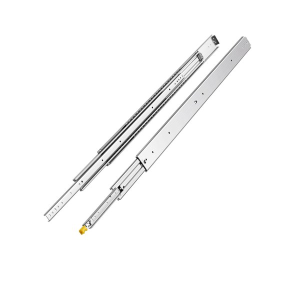1 Pair 1660 in Full Extension Drawer Slides with Lock, 500 lbs Capacity, Heavy-Duty Ball Bearing Rails, Galvanized Steel, 3-Fold Telescopic Design for Tool Cabinets, RV Drawers, Trucks