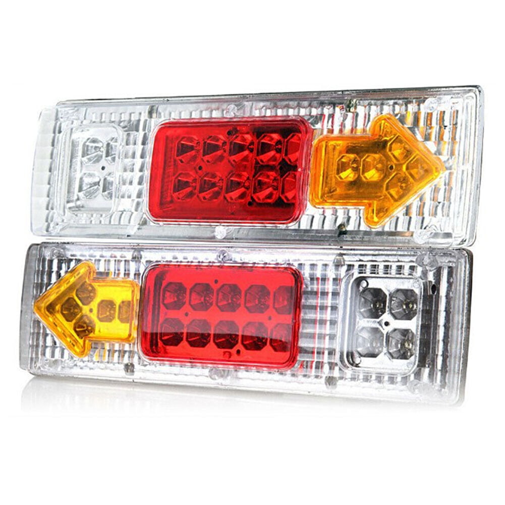 1 Pair 19 Led Trailer Tail Lights Integrated Turn Signal Running Lamp For Atv Truck