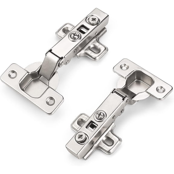 1 Pair (2 Pcs) General 105 Degree Soft Closing Cabinet Hinges,European Full Overlay Concealed Hinge with Mounting Plate