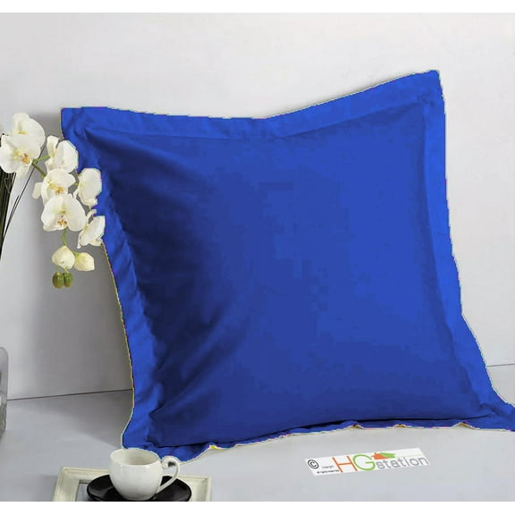 1 Pair 2 Pieces Euro Pillow Shams 26" x 26" + 1.5" Hem Blue Machine Wash Dry
