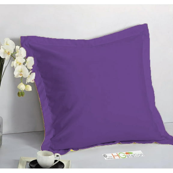 1 Pair 2 Pieces Euro Pillow Shams 26" x 26" + 1.5" Hem Purple Machine Wash Dry